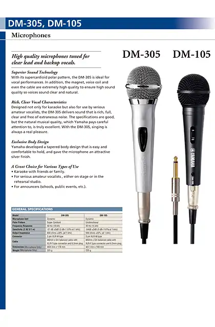 yamaha雅马哈Data Sheet (DM-105, DM-305)